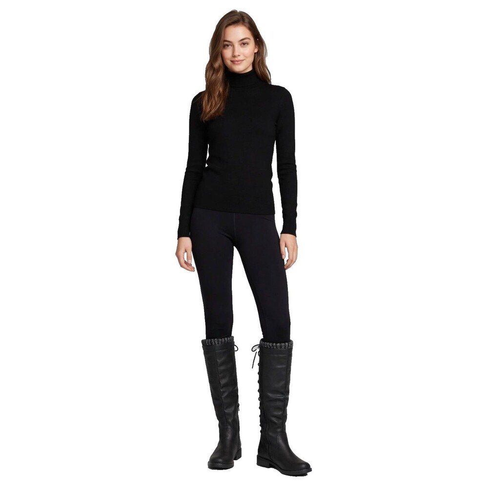 XOXO Black Boots Womens 5.5 M Knee High Sweater Cuff Lace Up Back Side Zip